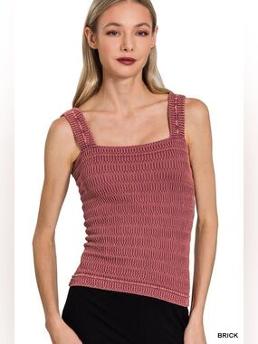 Zenana Seamless Winkle Stone Washed Tank Top🆕